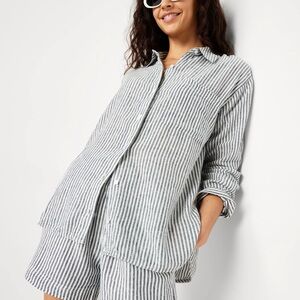 Striped Linen Button-Up Shirt